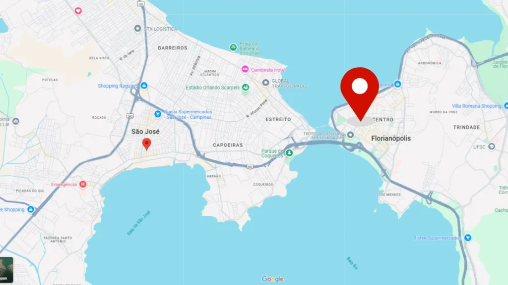 Mapa da localização da terapeuta de casal no Centro de Florianópolis